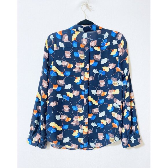 The Limited Top Womens Medium Navy Blue Floral Print Long Sleeve Artsy Boho - Picture 4 of 8